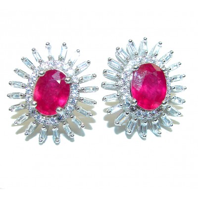 Spectacular 8.5 carat Ruby .925 Sterling Silver handcrafted earrings