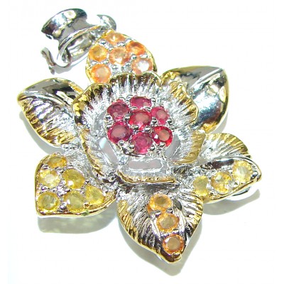 Ruby orange Sapphire .925 Sterling Silver .925 Sterling Silver handmade pendant