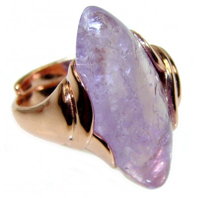 Spectacular genuine Amethyst 14K Gold over .925 Sterling Silver Handcrafted Ring size 7 1/4