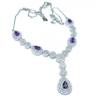 Pear cut Amethyst .925 Sterling Silver handcrafted necklace