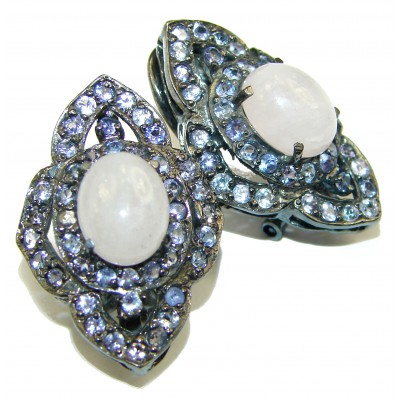 True Beauty Genuine Rose Quartz Tanzanite .925 Sterling Silver handcrafted Earrings