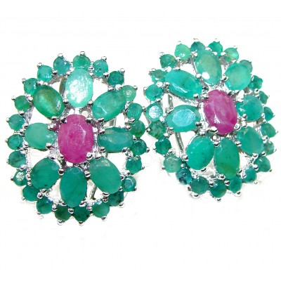 Spectacular Ruby Emerald .925 Sterling Silver handcrafted earrings
