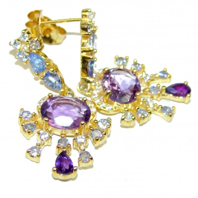Incredible quality Authentic Amethyst 14K Gold over .925 Sterling Silver handmade earrings