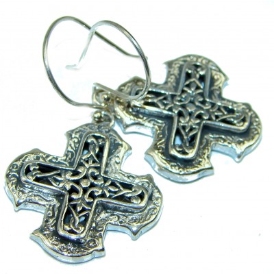 Celtic Cross .925 Sterling Silver Bali handmade earrings