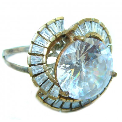 Large White Topaz .925 Sterling Silver ring size 11
