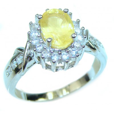 6.5 carat Yellow Sapphire .925 Sterling Silver handcrafted ring size 7 1/4