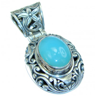 Spectacular Chalcedony Agate .925 Sterling Silver handmade Pendant Brooch