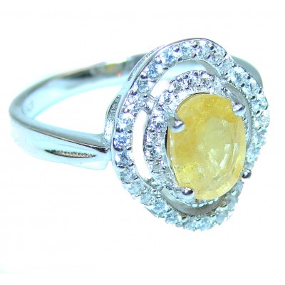 6.5 carat Yellow Sapphire .925 Sterling Silver handcrafted ring size 7