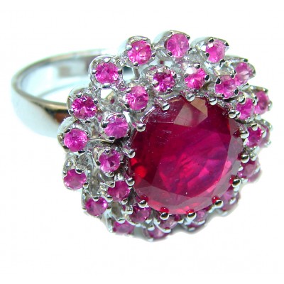 Luxurious Genuine Ruby .925 Sterling Silver handmade Ring size 6 1/4