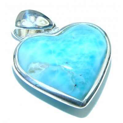 Tiny Angel's Heart amazing quality Larimar .925 Sterling Silver handmade pendant
