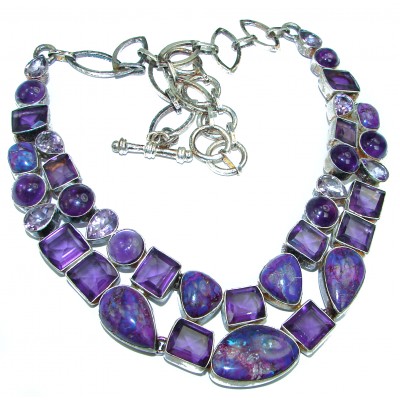 Purple Charm authentic Amethyst Turquoise .925 Sterling Silver handcrafted necklace