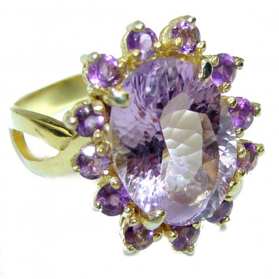 Spectacular genuine Amethyst 14K Gold over.925 Sterling Silver Handcrafted Ring size 8