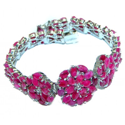 Luxury deep red Authentic Ruby .925 Sterling Silver handmade Bracelet