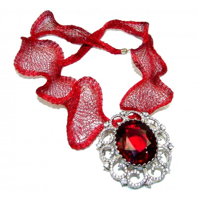 Incredible Red Topaz .925 Sterling Silver handcrafted necklace Brooch Pendant