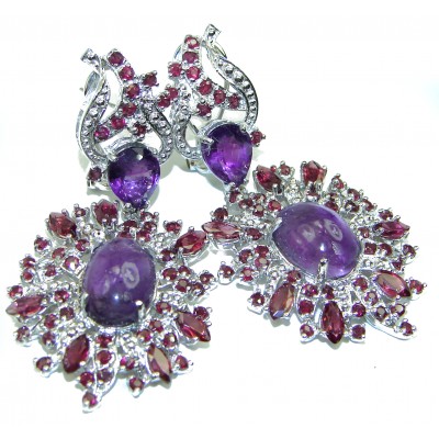 Spectacular Amethyst Garnet .925 Sterling Silver handcrafted earrings