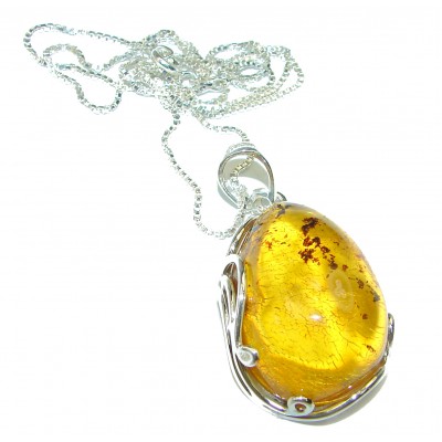 Natural Golden Baltic Amber .925 Sterling Silver handcrafted necklace