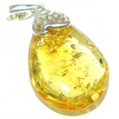 Vitage Style Natural Baltic Amber .925 Sterling Silver handmade Pendant