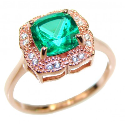 Vibrant Green Topaz 14K Rose Gold over .925 Sterling Silver handcrafted Ring s. 6 1/2