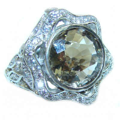Champagne Smoky Topaz .925 Sterling Silver Ring size 7