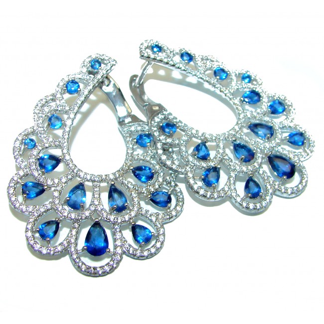 Spectacular London Blue Topaz .925 Sterling Silver handmade earrings