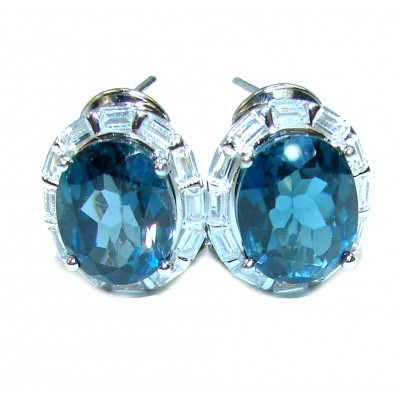 Pure Perfection London Blue Topaz .925 Sterling Silver earrings