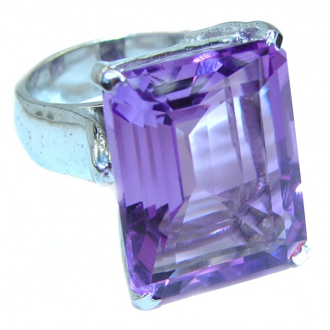 Spectacular genuine Amethyst .925 Sterling Silver Handcrafted Ring size 7