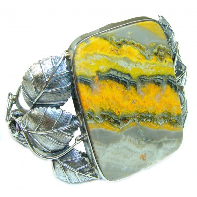 Genuine Volcanic Bumble Bee Jasper .925 Sterling Silver handcrafted Bracelet