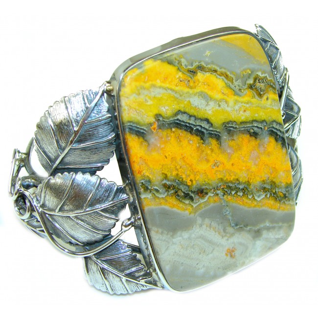 Genuine Volcanic Bumble Bee Jasper .925 Sterling Silver handcrafted Bracelet