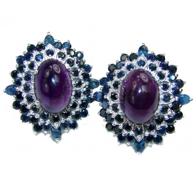 Spectacular Amethyst Sapphire .925 Sterling Silver handcrafted earrings