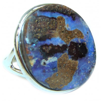 Australian Boulder Opal .925 Sterling Silver handcrafted ring size 7