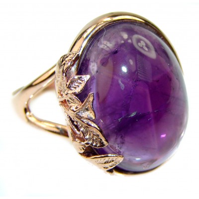 Spectacular genuine Amethyst 14K Gold over .925 Sterling Silver Handcrafted Ring size 9