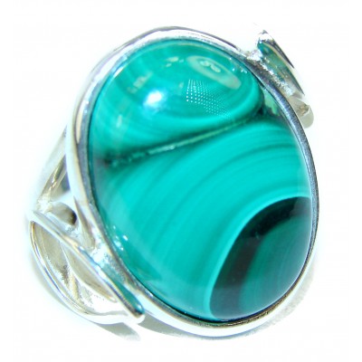 Green Beauty Malachite .925 Sterling Silver handcrafted ring size 6 1/2