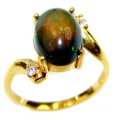 Vintage Design 7.2ctw Genuine Black Opal 14K Gold over .925 Sterling Silver handmade Ring size 6 1/2