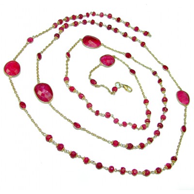 44 inches authentic Ruby .925 Sterling Silver handmade Station Necklace