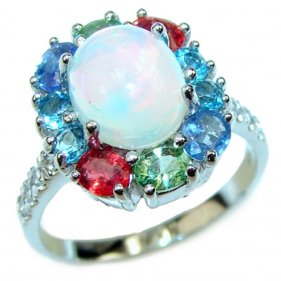 New Universe Genuine 8.5 carat Ethiopian Opal .925 Sterling Silver handmade Ring size 8