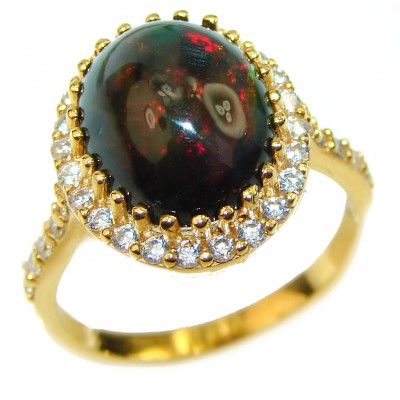 Vintage Design 14.2ctw Genuine Black Opal 14K Gold over .925 Sterling Silver handmade Ring size 7 1/4