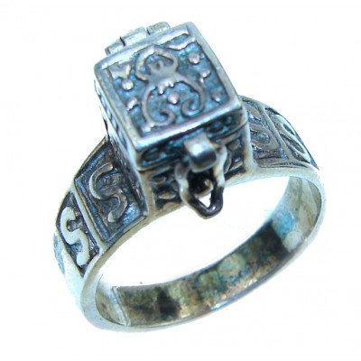 Secret compartment .925 Sterling Silver ring s. 7 3/4