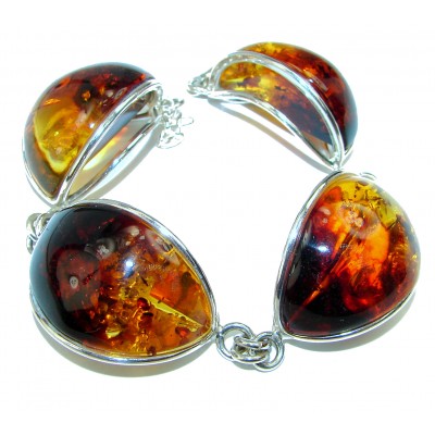 HUGE Beautiful Amber .925 Sterling Silver handcrafted Bracelet