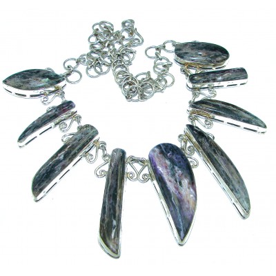 Natural Siberian Charoite Sterling Silver handmade Necklace