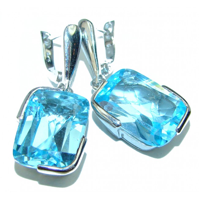 Genuine 25carat Swiss Blue Topaz .925 Sterling Silver handcrafted earrings