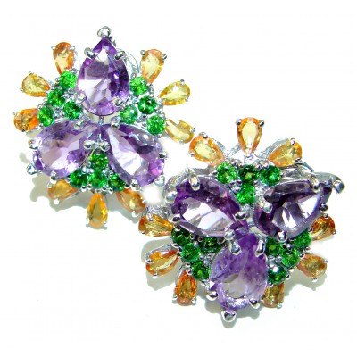 Spectacular Amethyst Citrine .925 Sterling Silver handcrafted earrings