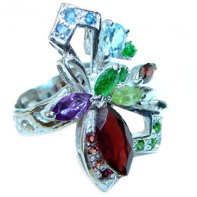 Authentic Multigem .925 Sterling Silver handcrafted ring size 6 3/4