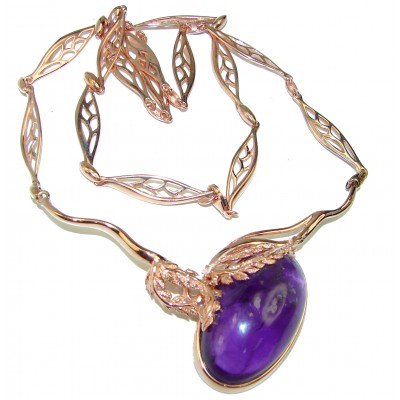 Purple Charm authentic Amethyst 14K Rose Gold over .925 Sterling Silver handcrafted necklace