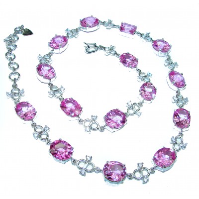 Sweet Dearms Pink Topaz .925 Sterling Silver handcrafted necklace