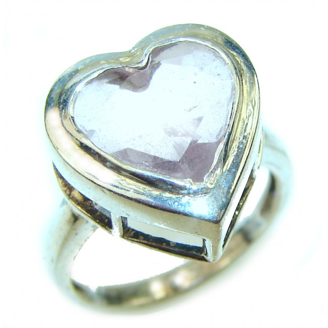 Sweet Heart Pink Topaz .925 Silver handcrafted Ring s. 7 1/4