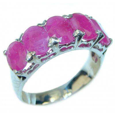 Great quality unique Ruby .925 Sterling Silver handcrafted Large Ring size 7 1/2