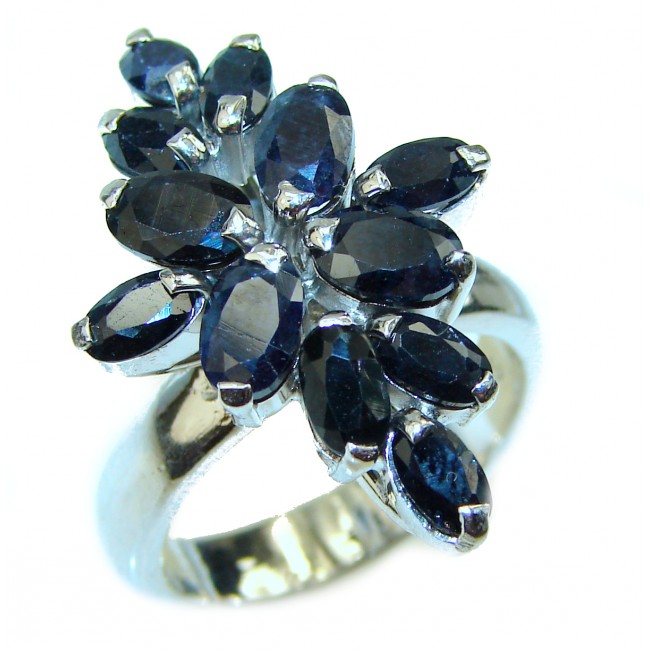 Incredible Beauty authentic Sapphire .925 Sterling Silver Ring size 8