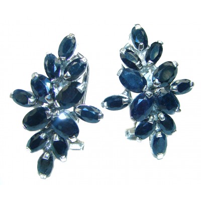 Incredible Beauty authentic Sapphire .925 Sterling Silver handcrafted Earrings