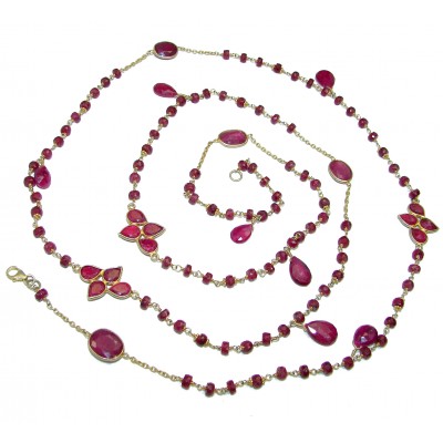 44 inches authentic Ruby 14K Gold over .925 Sterling Silver handmade Station Necklace