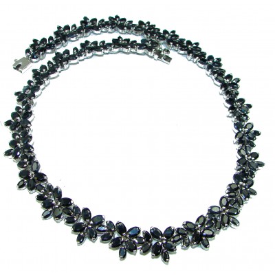 Spectacular dark Blue Sapphire .925 Sterling Silver handcrafted necklace